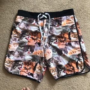 Men’s Cat Patterned Swim Trunks